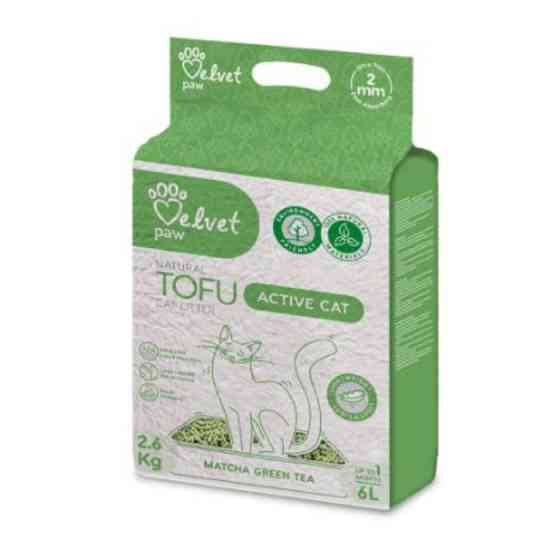 VELVET PAW TOFU Наповнювач для котячих туалетів для активних котів, з екстрактом зеленого чаю матчу, гранули 2 мм, 6 л/2,6 кг Киев