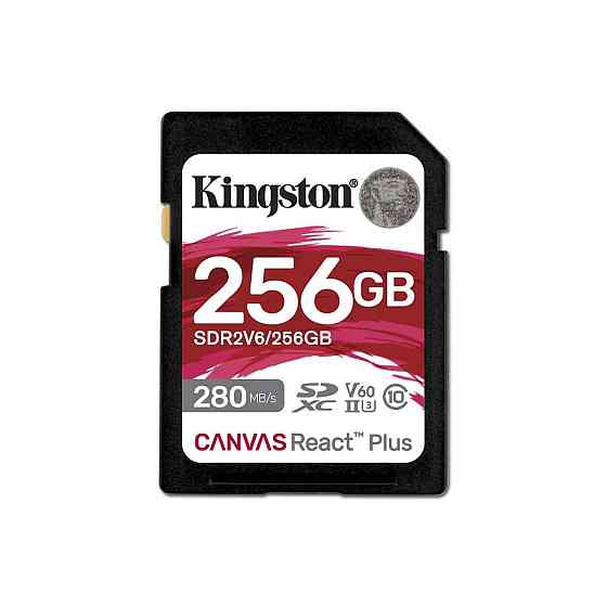 SDXC (UHS-II U3) Kingston Canvas React Plus 256Gb class 10 V60 (R280MB/s, W150MB/s) (SDR2V6/256GB) Київ