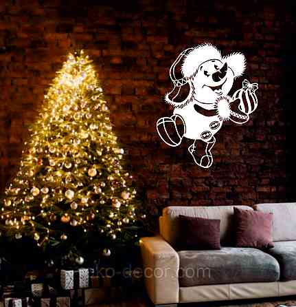 Декоративное настенное Панно «Снеговик», Декор на стену 90*73 см, Белый Киев