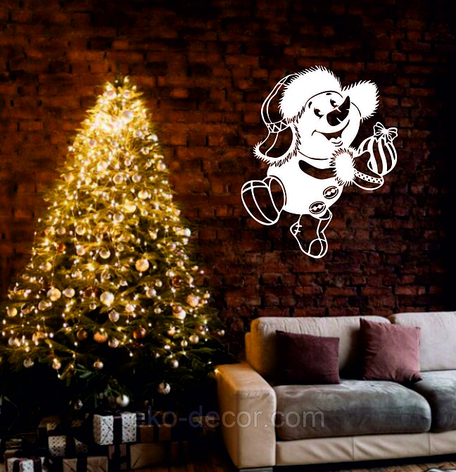 Декоративное настенное Панно «Снеговик», Декор на стену 90*73 см, Белый Киев - изображение 1