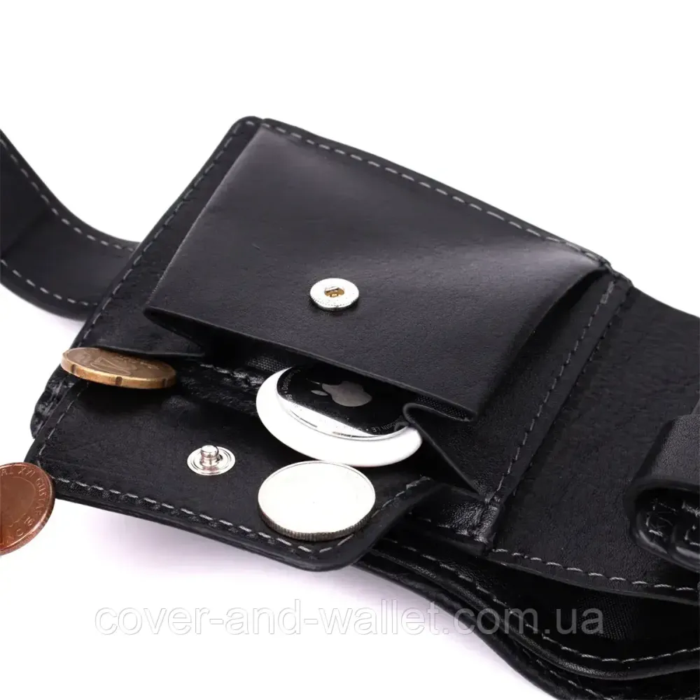 Люксовое мужское портмоне из итальянской зернистой кожи черного цвета Grande Pelle Киев - изображение 9