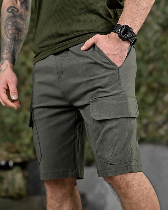 Міські стрейчеві шорти AHILES олива ДЛ6357 Одеса - фото 1