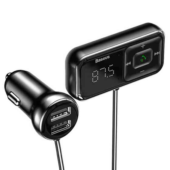 FM трансмітер модулятор Baseus S-16 Bluetooth FM Launcher 2 USB CCTM-E01 (Чорний) Николаев