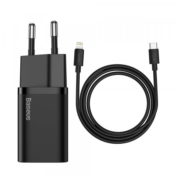 Зарядний пристрій 1xUSB 20W (USB-C) + Cable Type-C Чорний Baseus (TZCCSUP-B01) Київ - фото 2