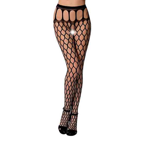 Эротические колготки-бодистокинг Passion S021 black, в крупную сетку с высоким пояском Sex Aura Киев