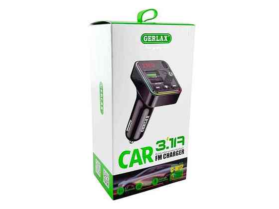 FM Модулятор C-M17 12-24V 3.1A 2USB QC3.0 BT5.3 RGB LED дисплей чорний ТМ GERLAX Київ