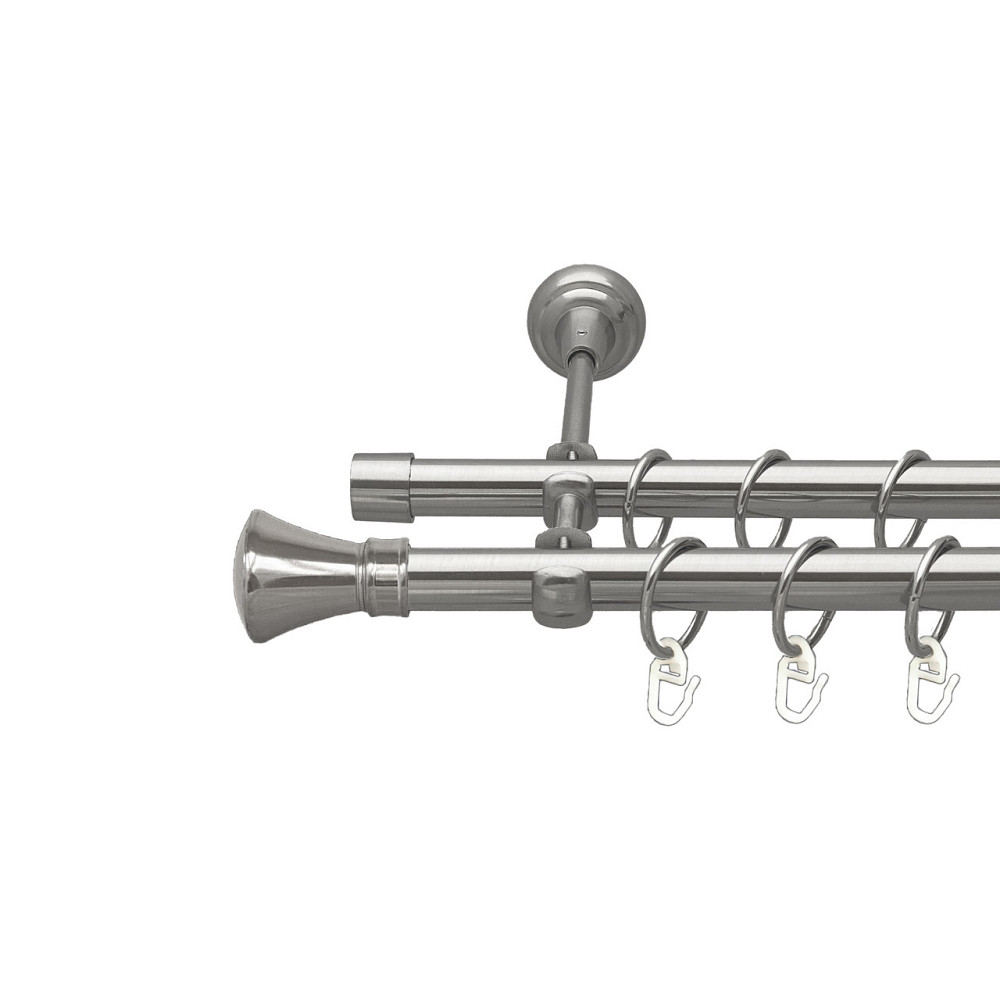 Карниз Orvit Люксор металевий дворядний відкритий Нержавіюча Сталь 19\19 мм 200 см (00-00016083) Львів - фото 1