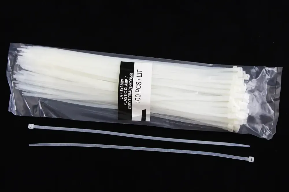 Хомут ленточный пластм. белый 4.8*350 мм LSA (100 шт.) Винница - изображение 1