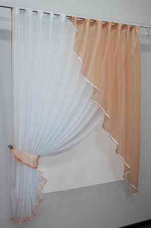 Кухонная занавеска VR-Textil № 069к персиковый с белым 280х170 см (50-652) Киев