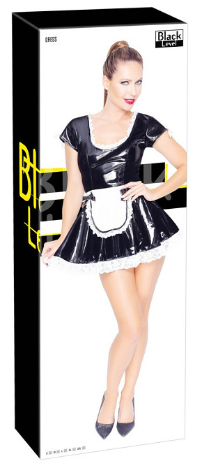 Костюм горничной Black Level Vinyl Maid's Dress из винила, черно-белый, M Sex Aura Киев - изображение 6