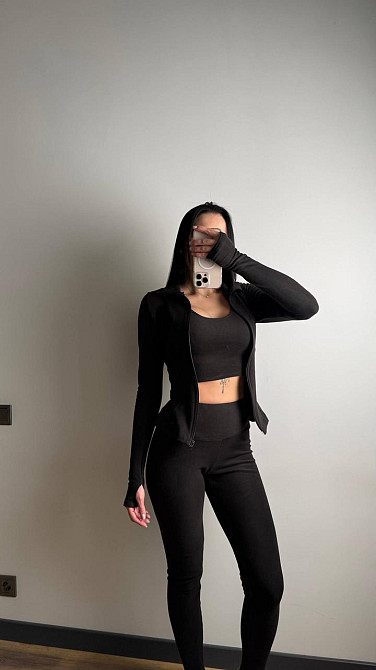 Женский термо костюм тройка: кофта топ и лосины трикотаж пума Черный, 44/46 Одесса - изображение 5