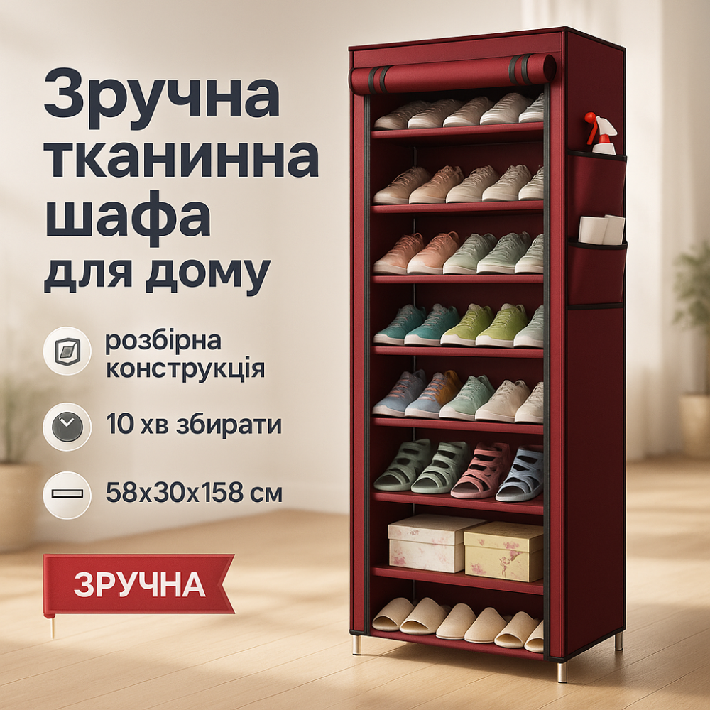 Компактный шкаф каркасный для одежды, Переносной каркасный шкаф тканевый с текстильным чехлом UX-11 Львов - изображение 5