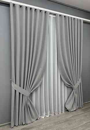 Комплект готовых штор VR-Textil Блэкаут двусторонний ASHEN NIGHT № 1845ш Серый 130х290 см 2 шт (39-964) Киев