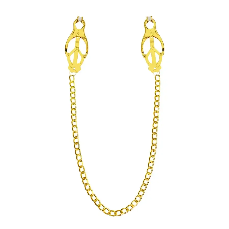 Затискачі для сосків з ланцюжком Feral Feelings – Clover nipple clamps, золото/білий Львів - фото 1