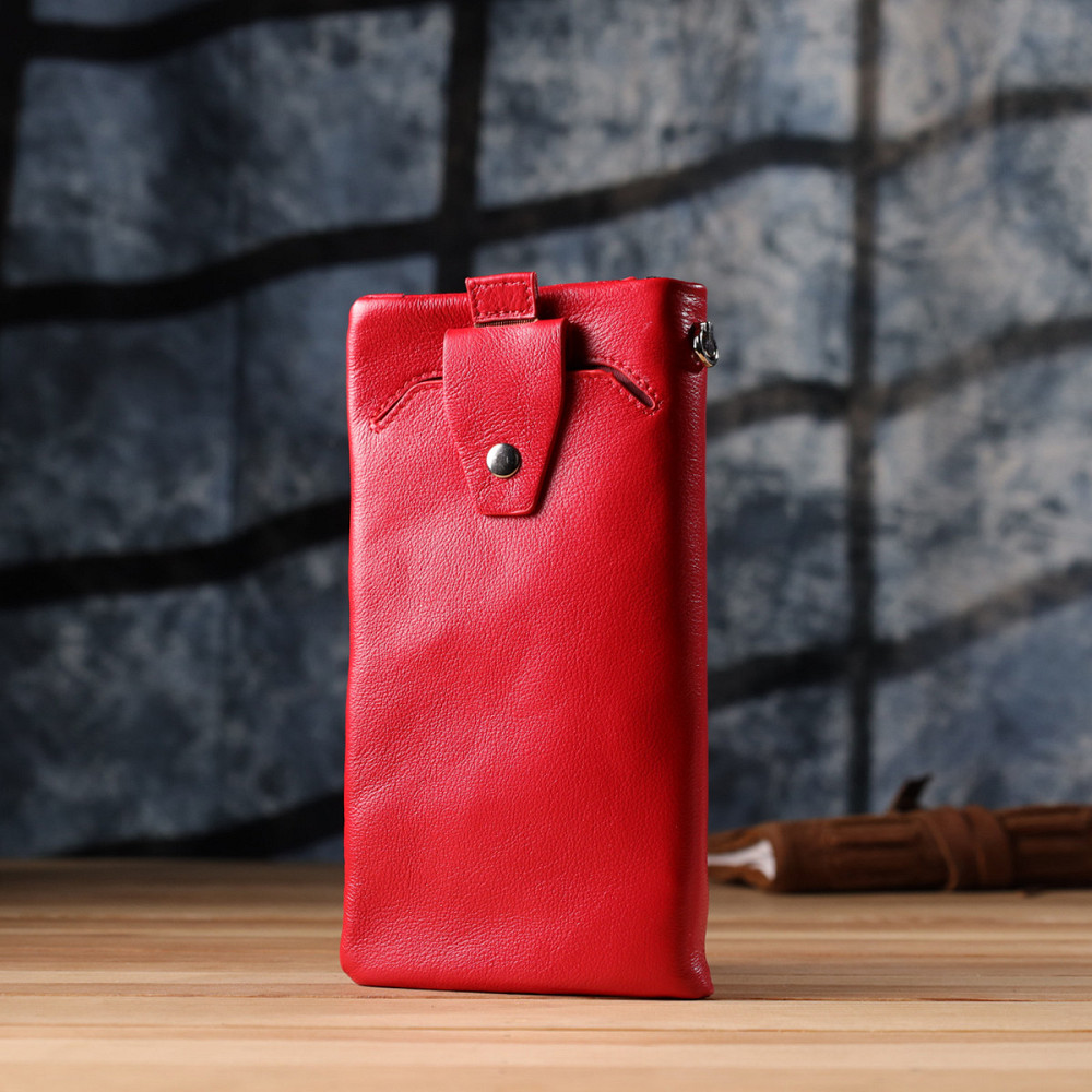 Практичный женский кошелек-клатч с отделением под телефон из натуральной кожи ST Leather 23100 Красный Киев - изображение 3