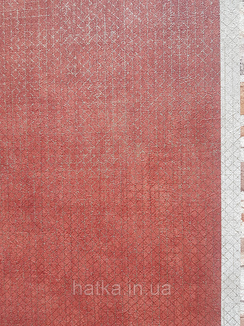 Шпалери вінілові на флізеліні AS creation The Bos 0.53х10 геометрія смужки квадрати золотисті на бордовому Київ - фото 3