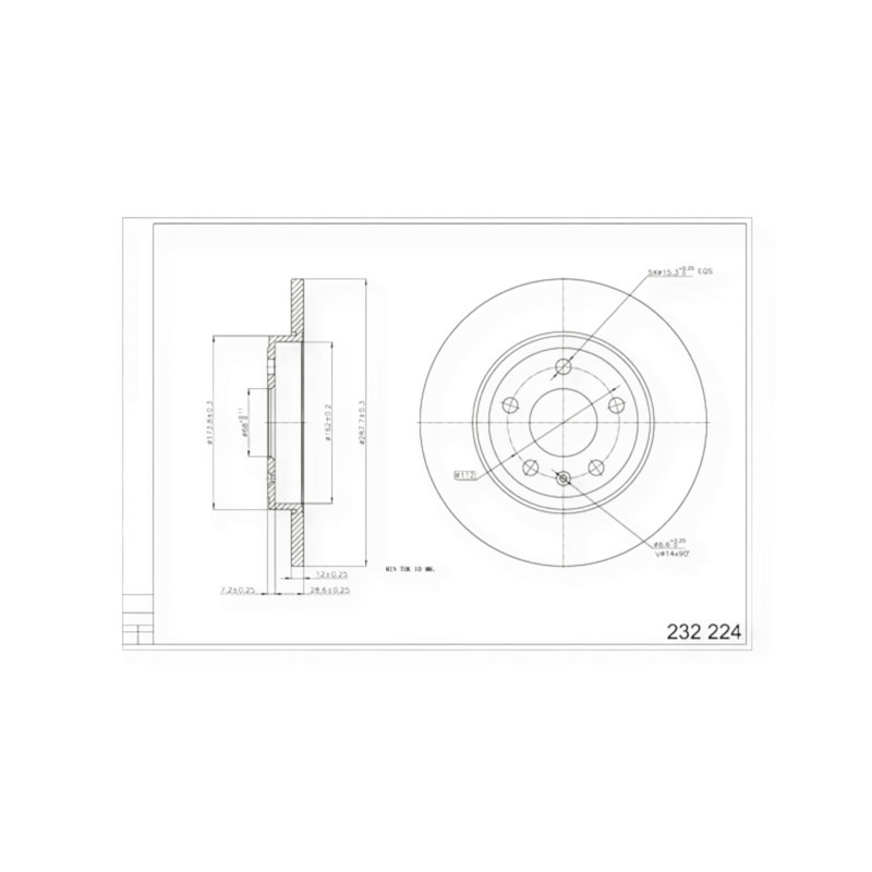 Диск Audi A4 B7 задний (d288x12mm) тормозной Мукачево - изображение 1
