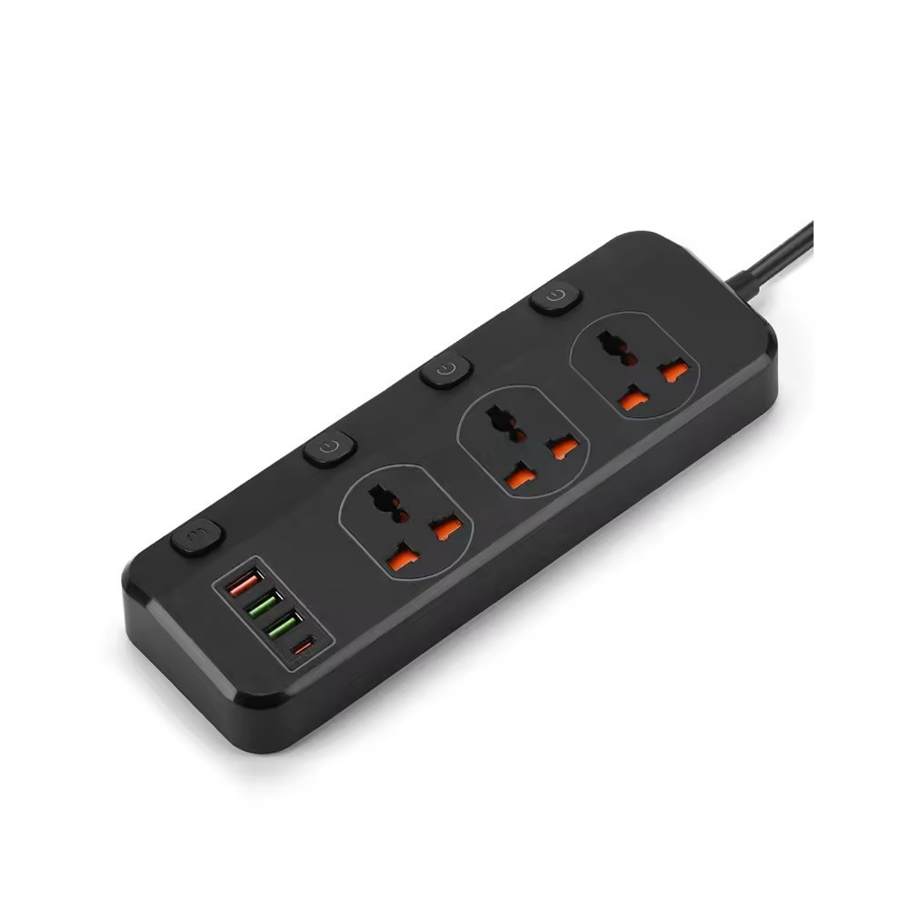 Мережевий фільтр BKL-123 10А, 100-250V + 1 PD20W + 1 QC3.0 + 2 USB на 3 розетки, чорний Кам'янець-Подільський - фото 2