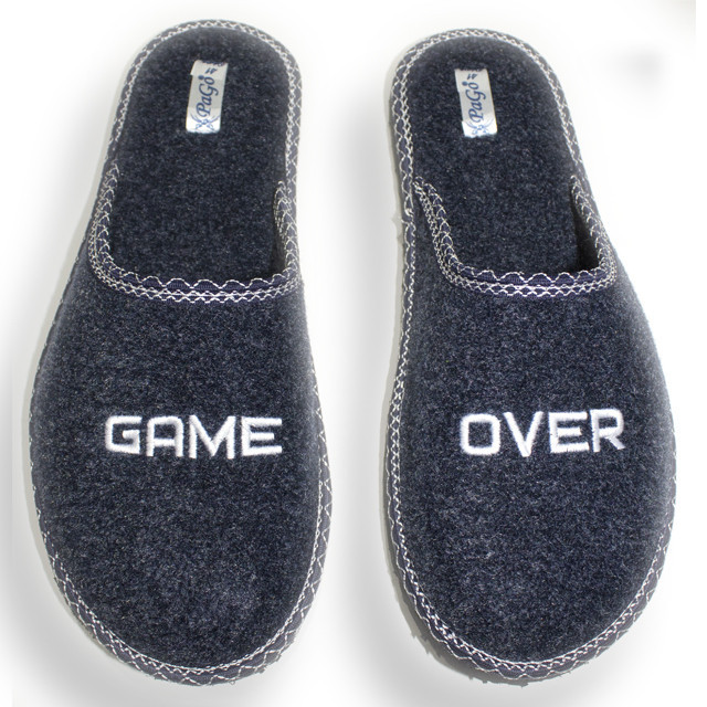 Тапочки чоловічі кімнатні закриті з повсті з надписом "Game Over" сині 43 Одеса - фото 1