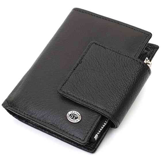 Вертикальний гаманець для жінок із натуральної шкіри ST Leather 22703 Чорний Київ