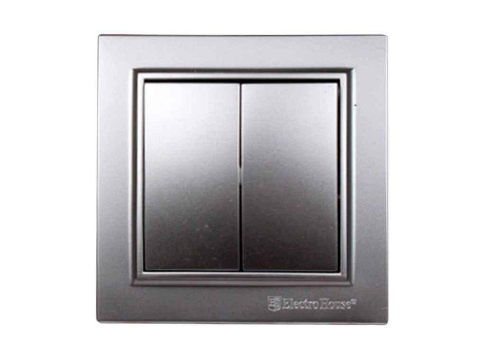 Вимикач 2-кл Срібло Enzo EH-2182-ST ТМ ELECTROHOUSE   Solmir Київ - фото 1