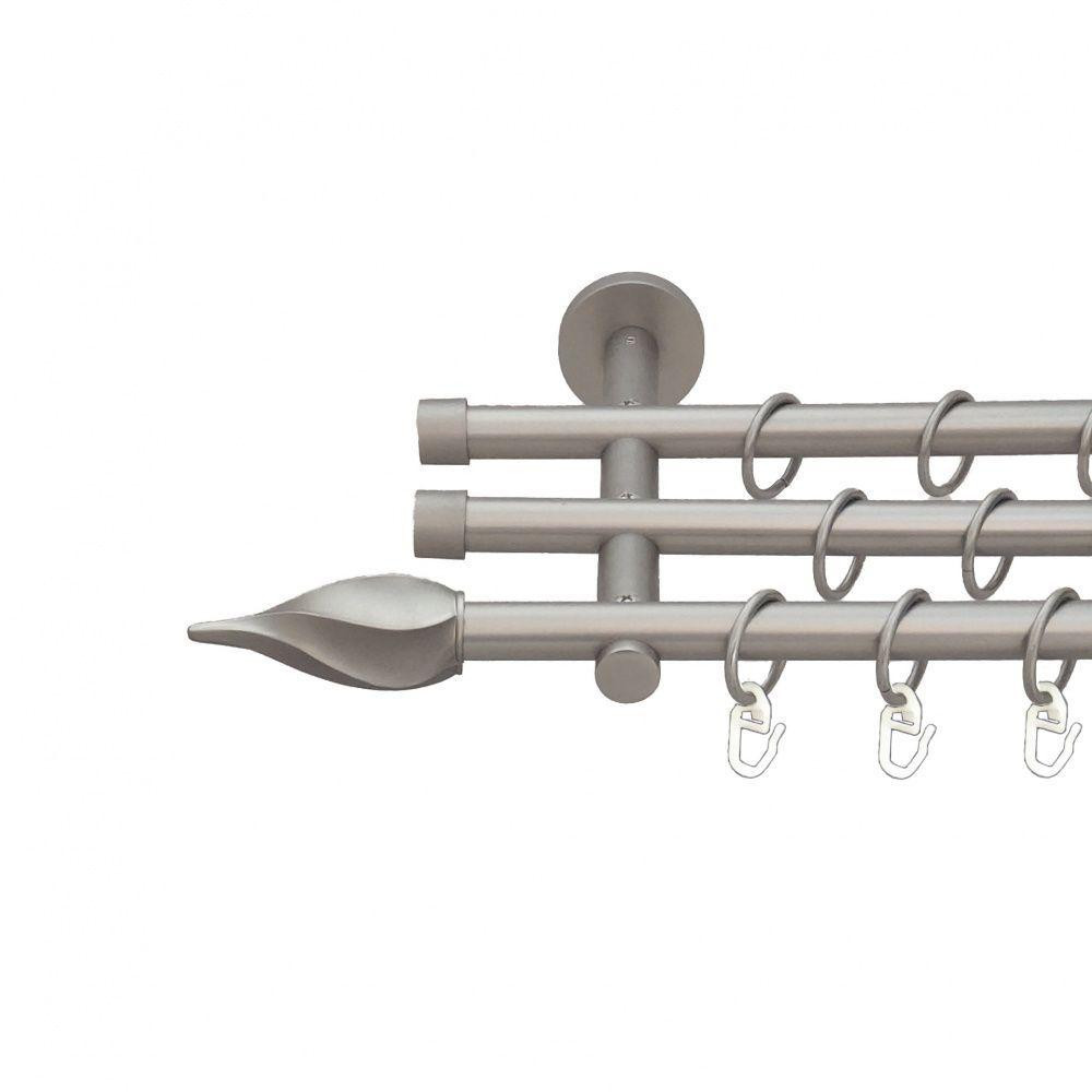 Карниз Orvit Твісто металевий трирядний циліндр (20 см) гладка труба кільце металеве Сатин 16\16\16 мм 240 см (6099565) Львів - фото 1