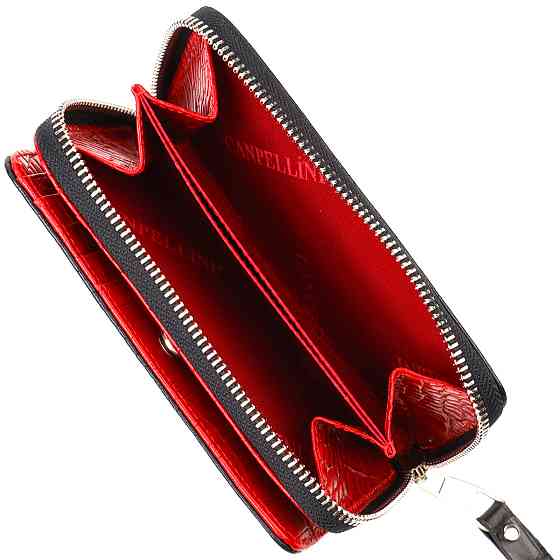 Стильне жіноче портмоне середнього розміру з натуральної шкіри з тисненням під крокодила CANPELLINI 21911 Чорне Київ