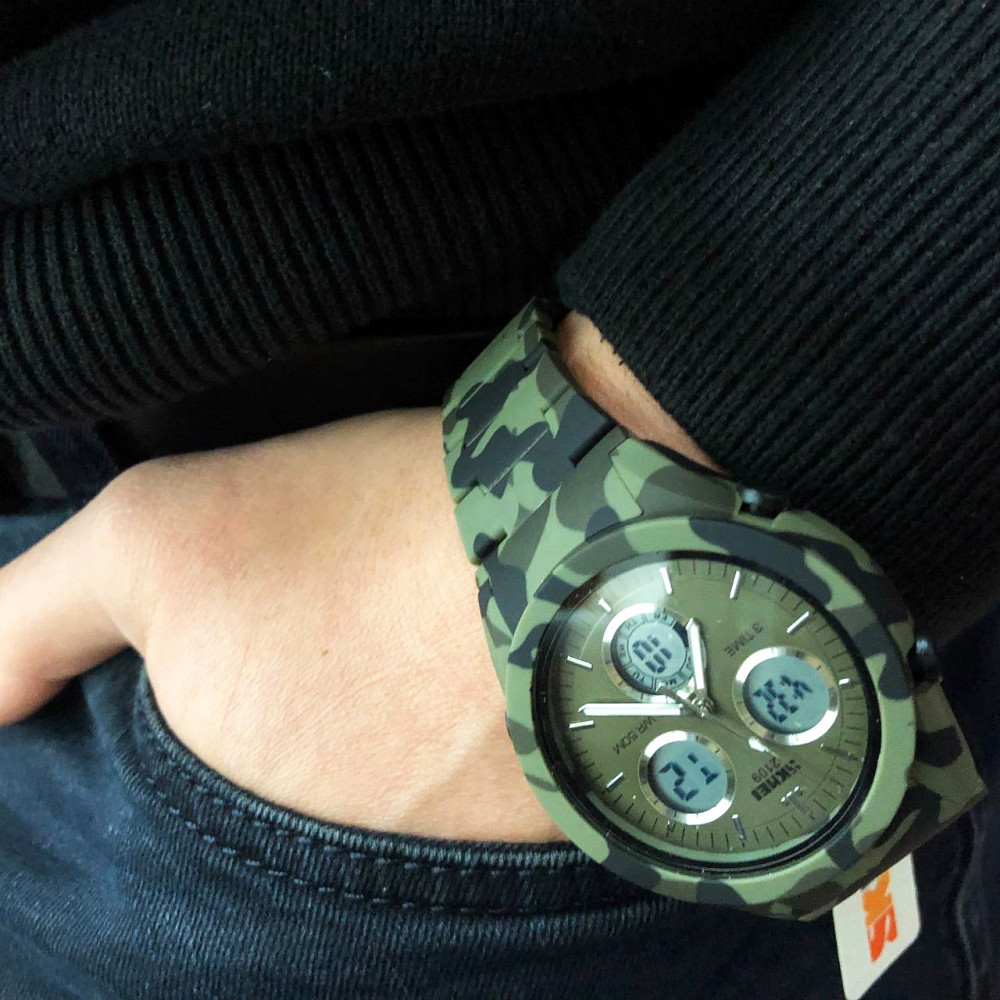 Оригінальний чоловічий годинник SKMEI 2109CMGN, Годинник тактичний протиударний, Годинники IV-151 для чоловіка Київ - фото 5