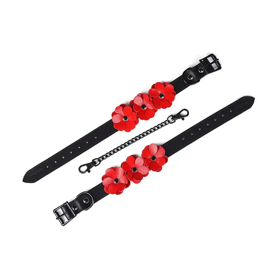 Поножи Liebe Seele Flower Rhythm - Black and Red Leather Flowers Hand Cuffs Львов - изображение 2