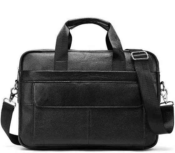 Шкіряна чоловіча сумка для ноутбука і документів чорна Tiding Bag 143412 Кам'янське