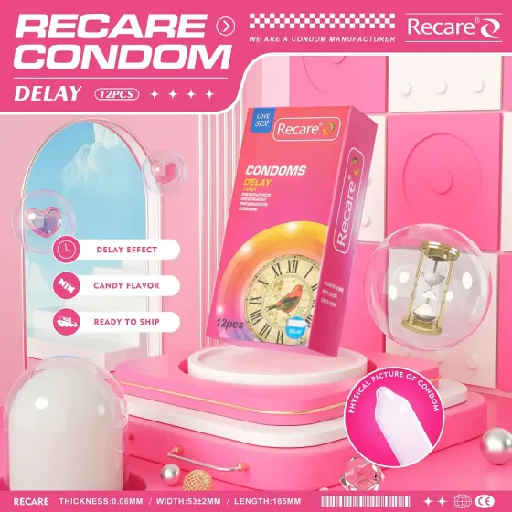 Презервативи Recare Delay Candy Condoms 12 шт, пролонгувальний ефект, цукерковий аромат Львів
