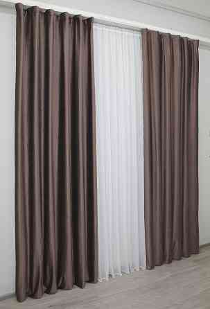 Комплект готових штор VR-Textil Оксамит (бархат) Kadife № 1131ш Коричневий 150х275 см 2 шт (30-949) Київ
