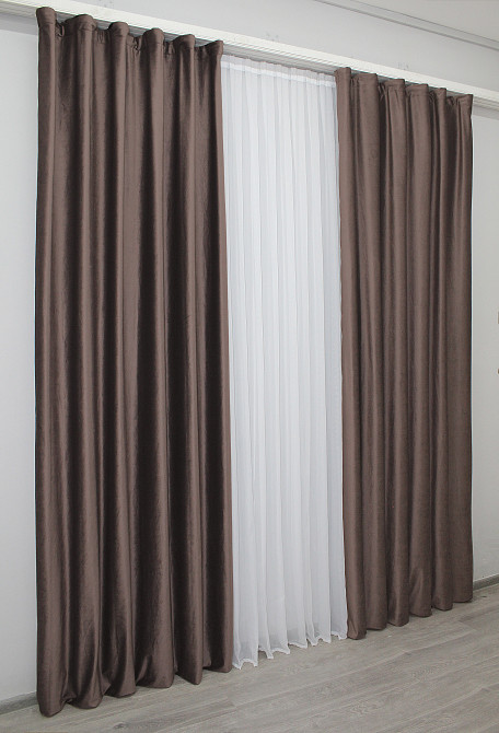 Комплект готових штор VR-Textil Оксамит (бархат) Kadife № 1131ш Коричневий 150х275 см 2 шт (30-949) Київ - фото 5