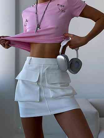 Женская стильная мини юбка-карго костюмка Белый, 42/44 Одесса