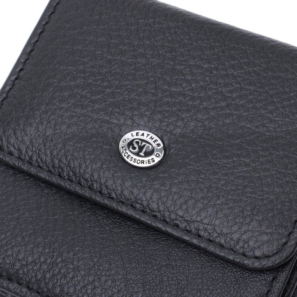 Женский кожаный кошелек для карт купюр и монет ST Leather 22690 Черный Киев - изображение 15