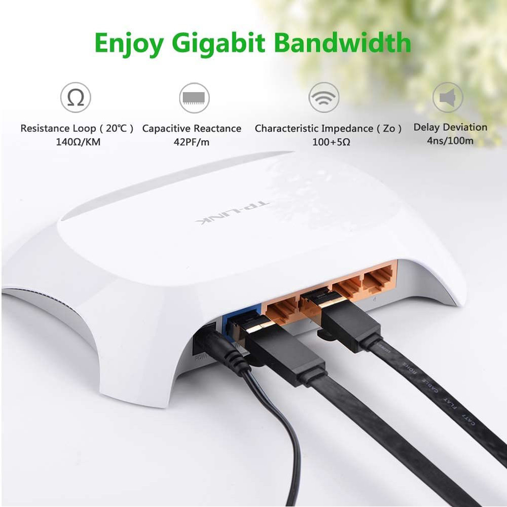 Патч-корд Ugreen NW106 прямий U/FTP (STP) мережевий кабель Ethernet Cat7 11260 (Чорний, 1 м, Плоский) Миколаїв - фото 5