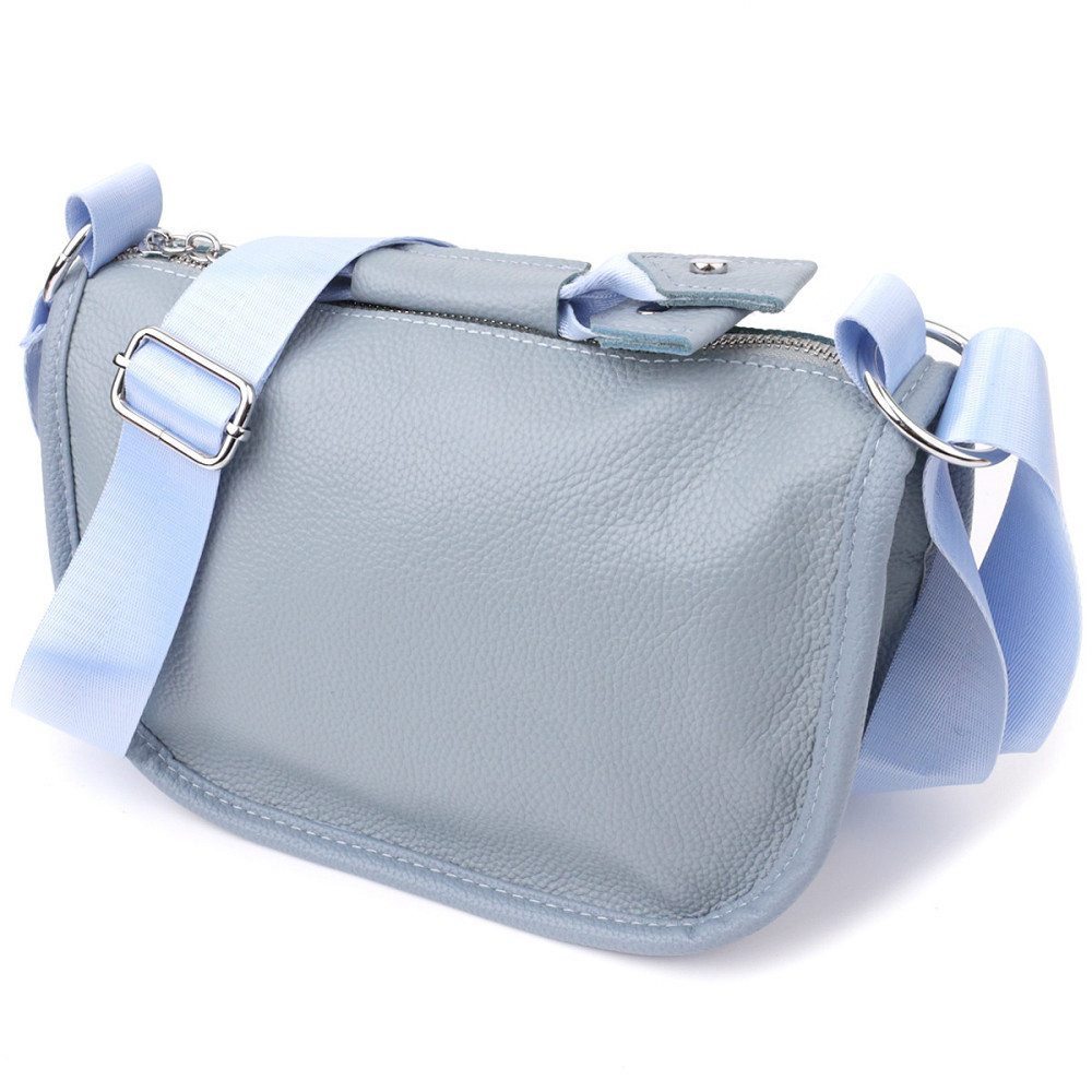 Цікава напівкругла сумка для жінок з натуральної шкіри Vintage 22908 Сіро-блакитний Київ - фото 1