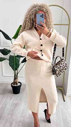 Женский невероятный костюм кардиган+юбка ангора вязка на трикотаже Молочный, 40/42 Одесса