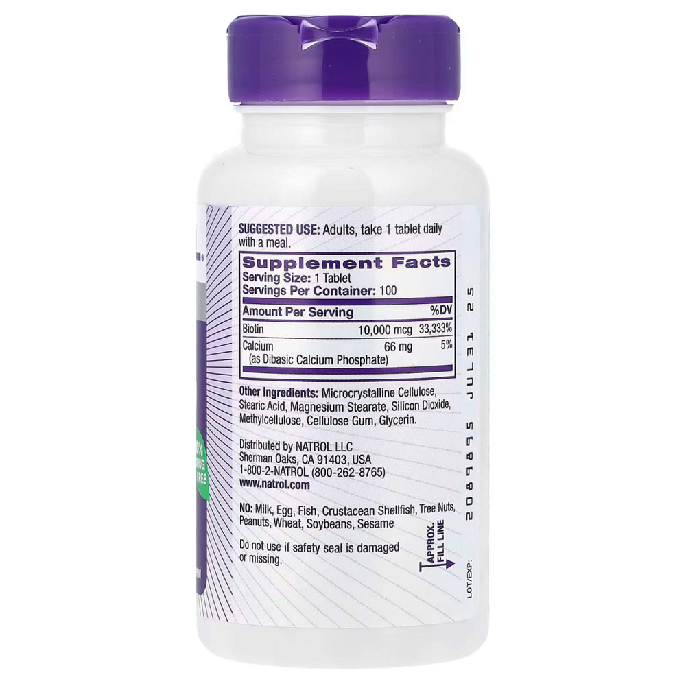 Биотин для волос Natrol Biotin 10000 мкг 100 таблеток Киев - изображение 2