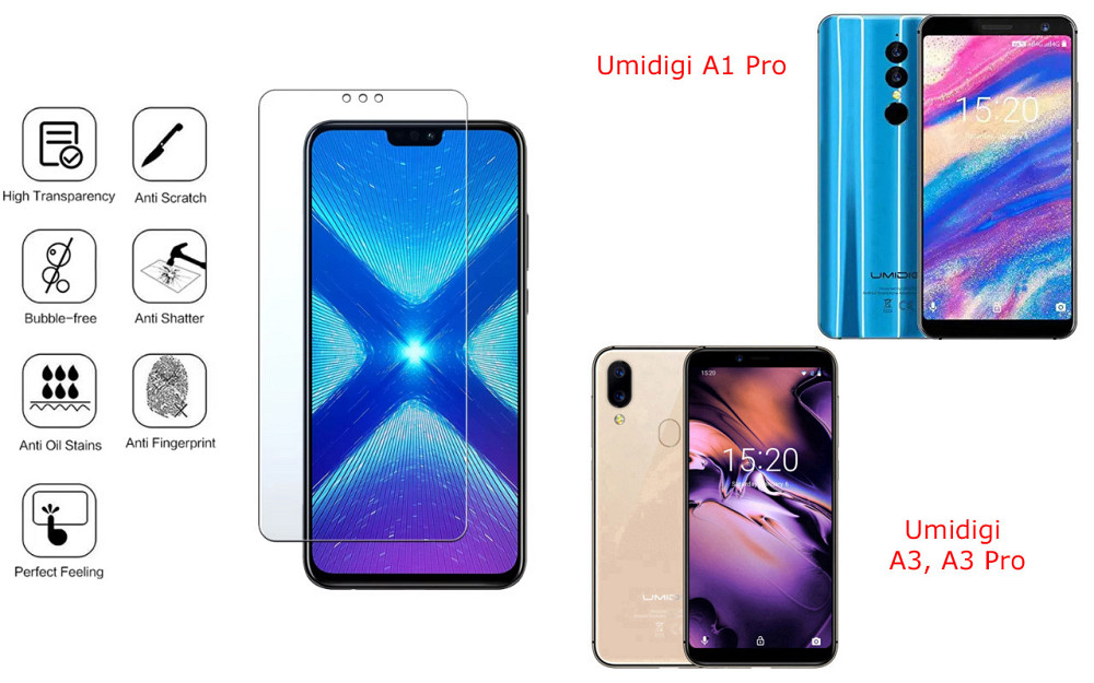 Захисне скло NeoGlass для Umidigi A1 Pro, A3, A3 Pro – надпрозоре та стійке Київ - фото 4
