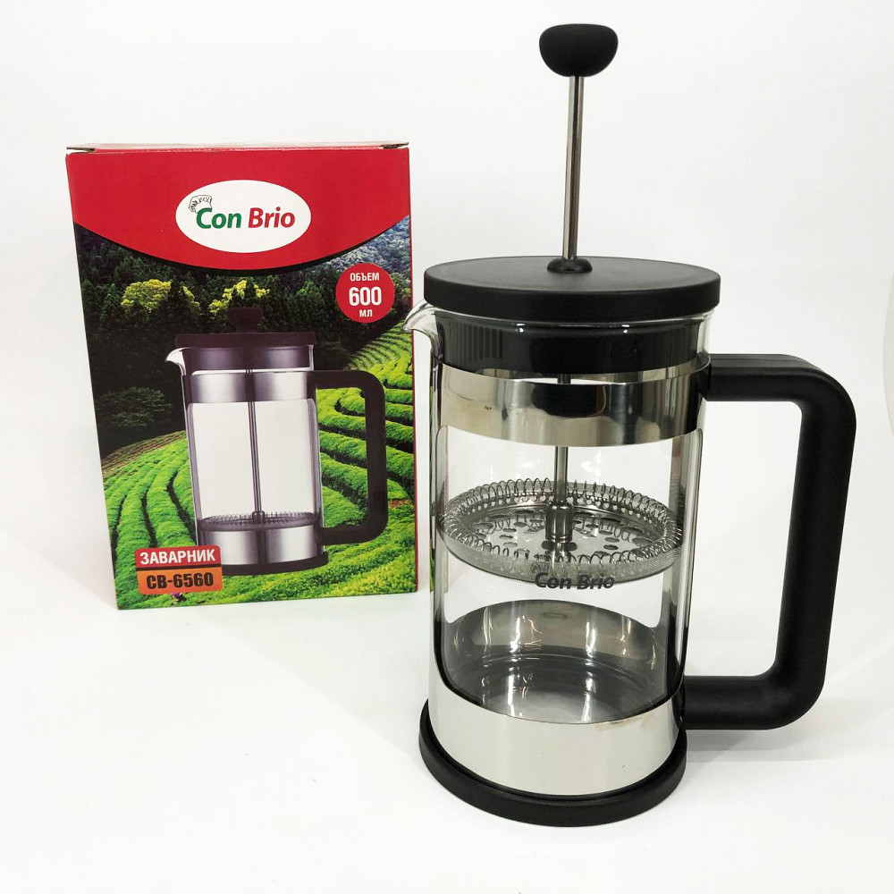 Скляний заварник Con Brio CB-6560 600 мл, Френч-прес для міцної кави, Френч-прес для кави до кавоварки UA-46 Івано-Франківськ - фото 6