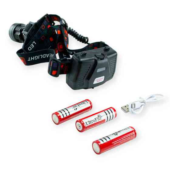 Ліхтарик діодний налобний led, 3 акб 18650, 4 режими., заряджання usb Head Lamp Мукачево