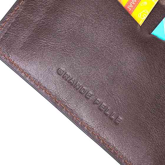 Обложка из глянцевой кожи на военный билет Тризуб ЗСУ GRANDE PELLE 16748 Коричневая Киев