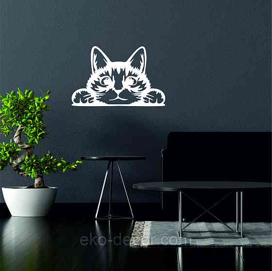 Декоративное настенное 3D Панно «Кот» Декор на стену с объемом (цена за 1 шт) 20*30 см, Белый Киев