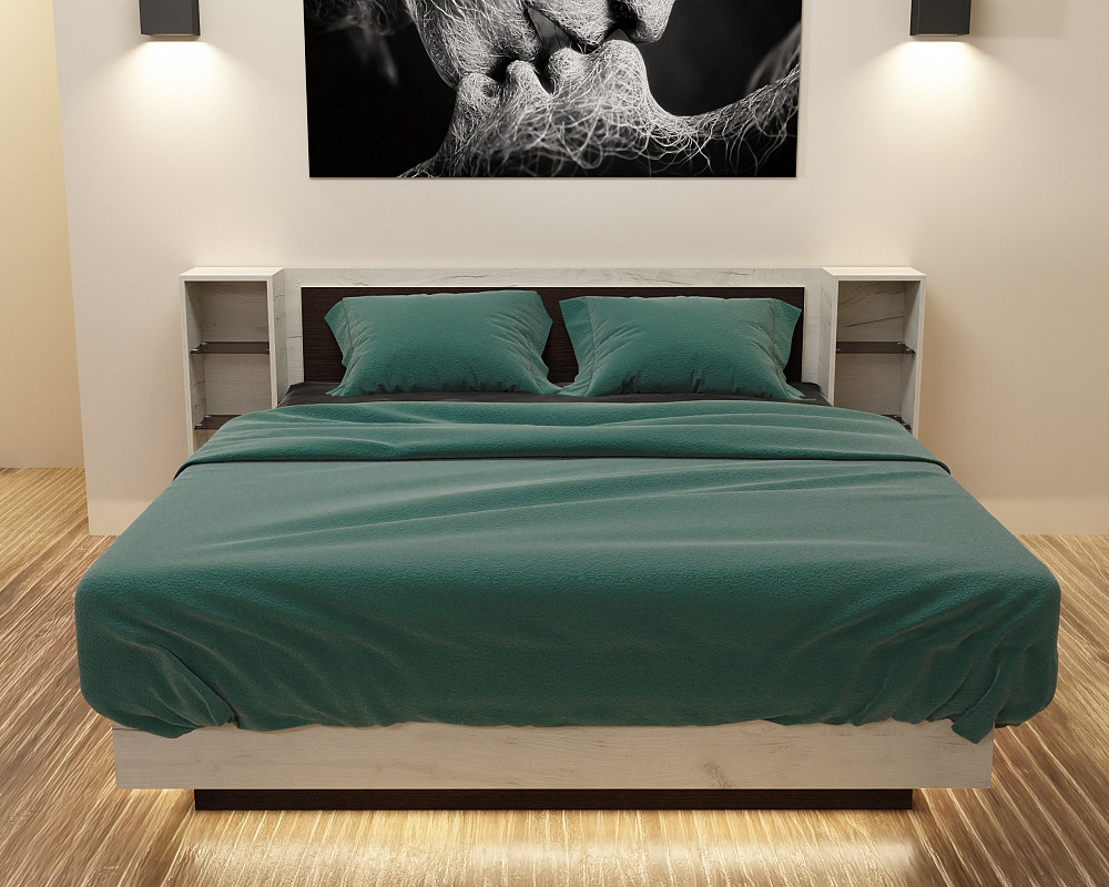 Ліжко Крістал №1 двоспальне, Дуб Крафт+Венге Магія, 2035х2176х850 Львів - фото 1