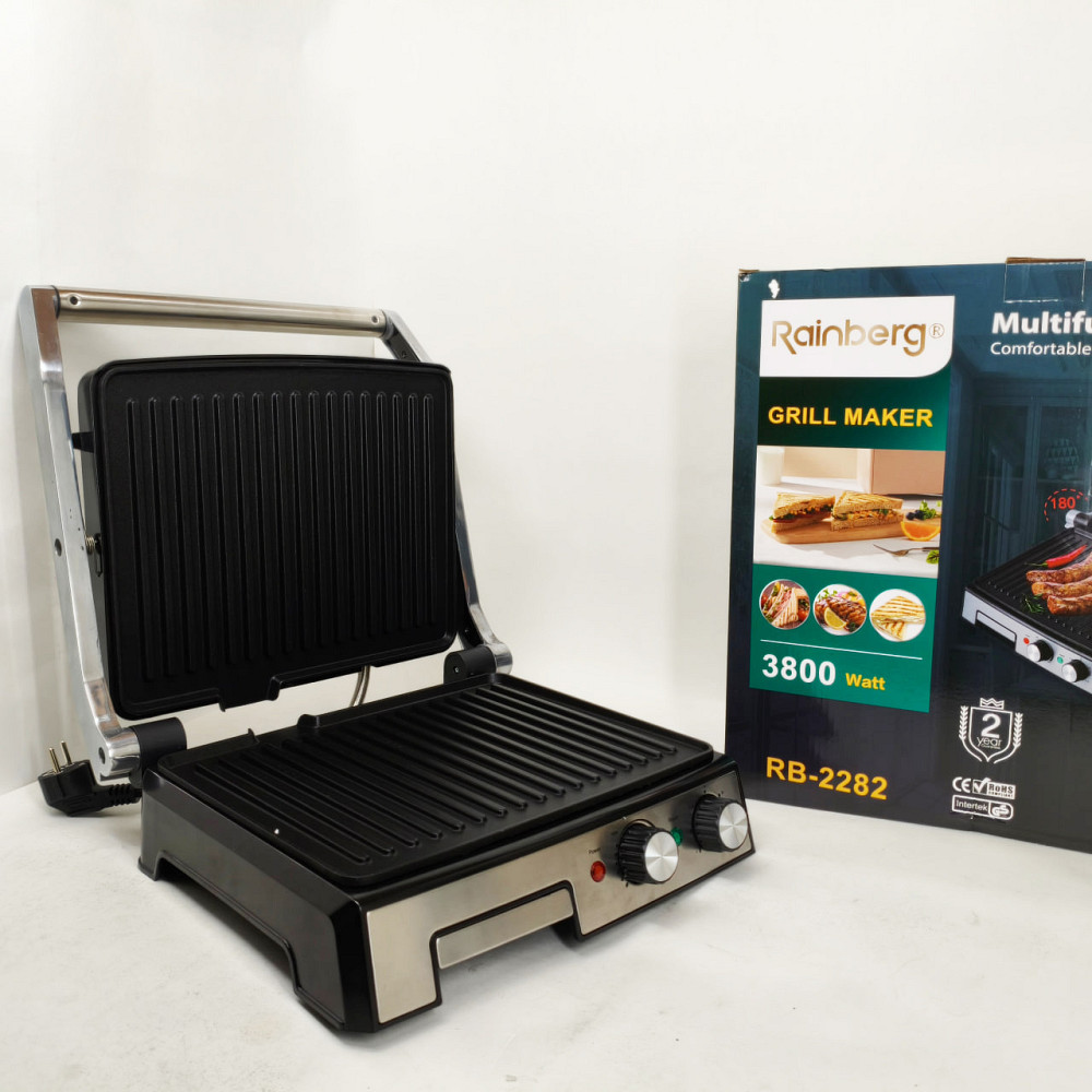 Мультипекар гриль Rainberg, Потужна електрична бутербродниця, Гриль з притисканням для кухні DF-41 Львів - фото 10
