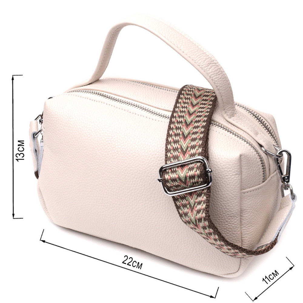 Женская прямоугольная сумка на два отделения из натуральной кожи Vintage 22344 Белая Киев - изображение 3