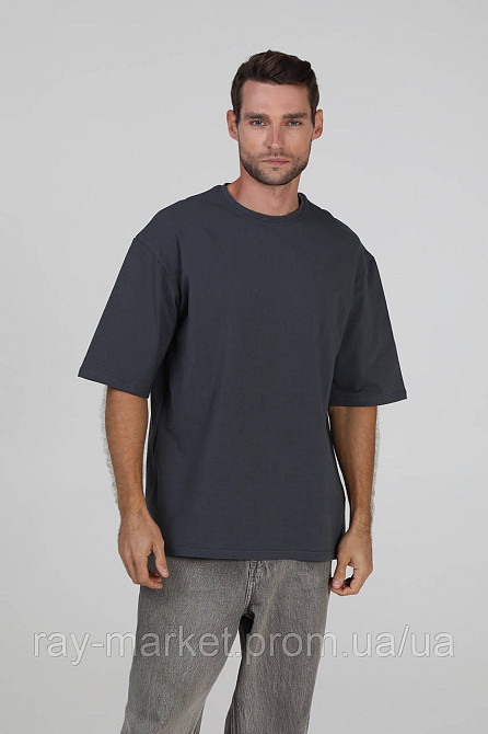 Набір футболкок оверсайз чоловічих 4 шт  "U0104-Cream-Brown-Dark Grey-Black" Київ - фото 4