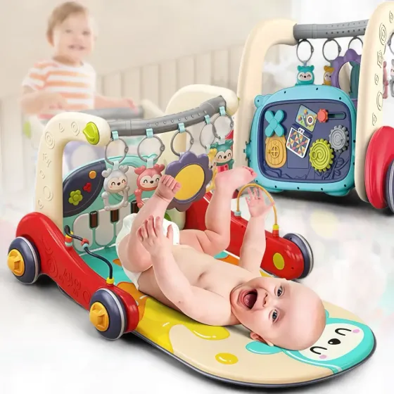 Детские ходунки 3в1 с музыкальным бизибордом, пианино с подсветкой и развивающим ковриком Коломыя