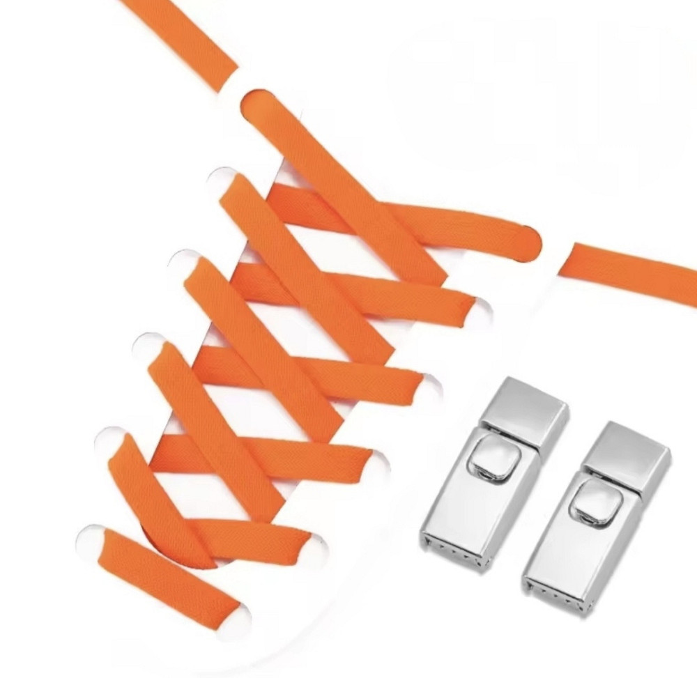 Еластичні шнурки без зав'язок з металевими застібками Помаранчевий Сміла - фото 3